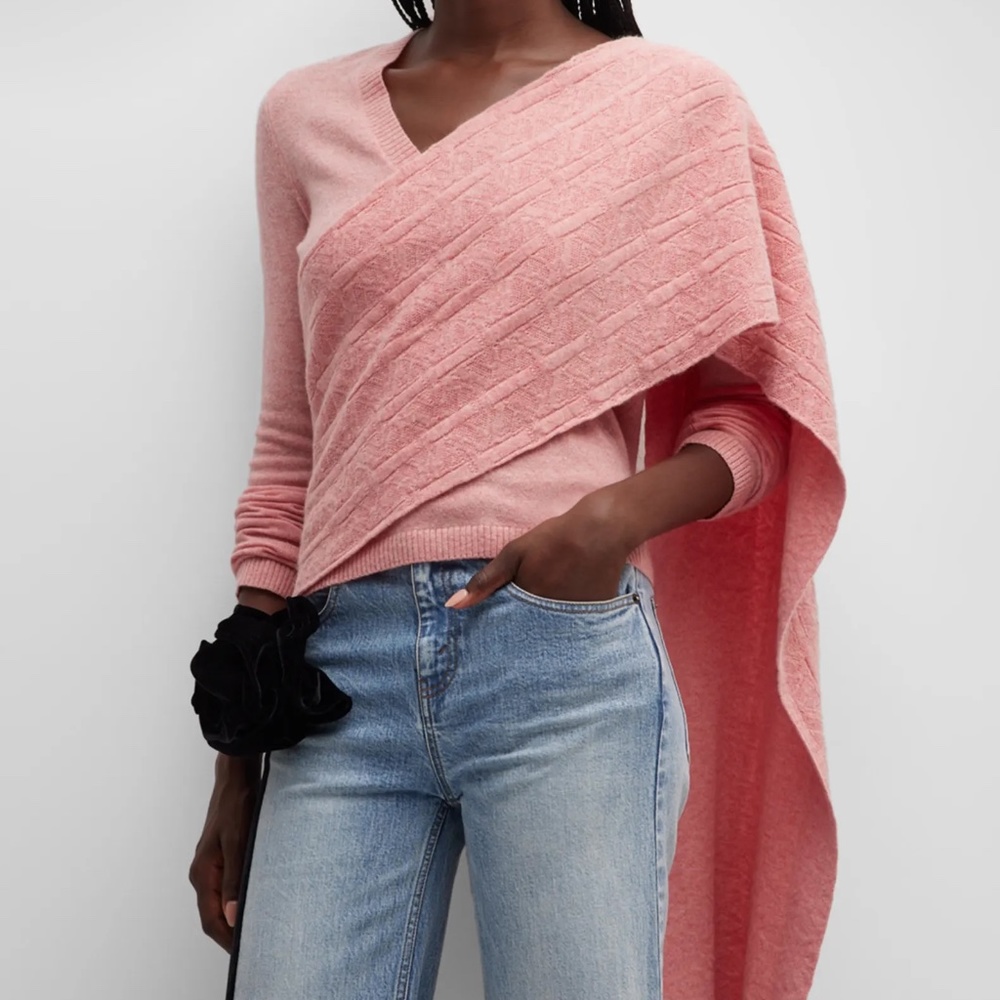NWT Hellessy Colt Cashmere Sweater with Shoulder Scarf, size M
